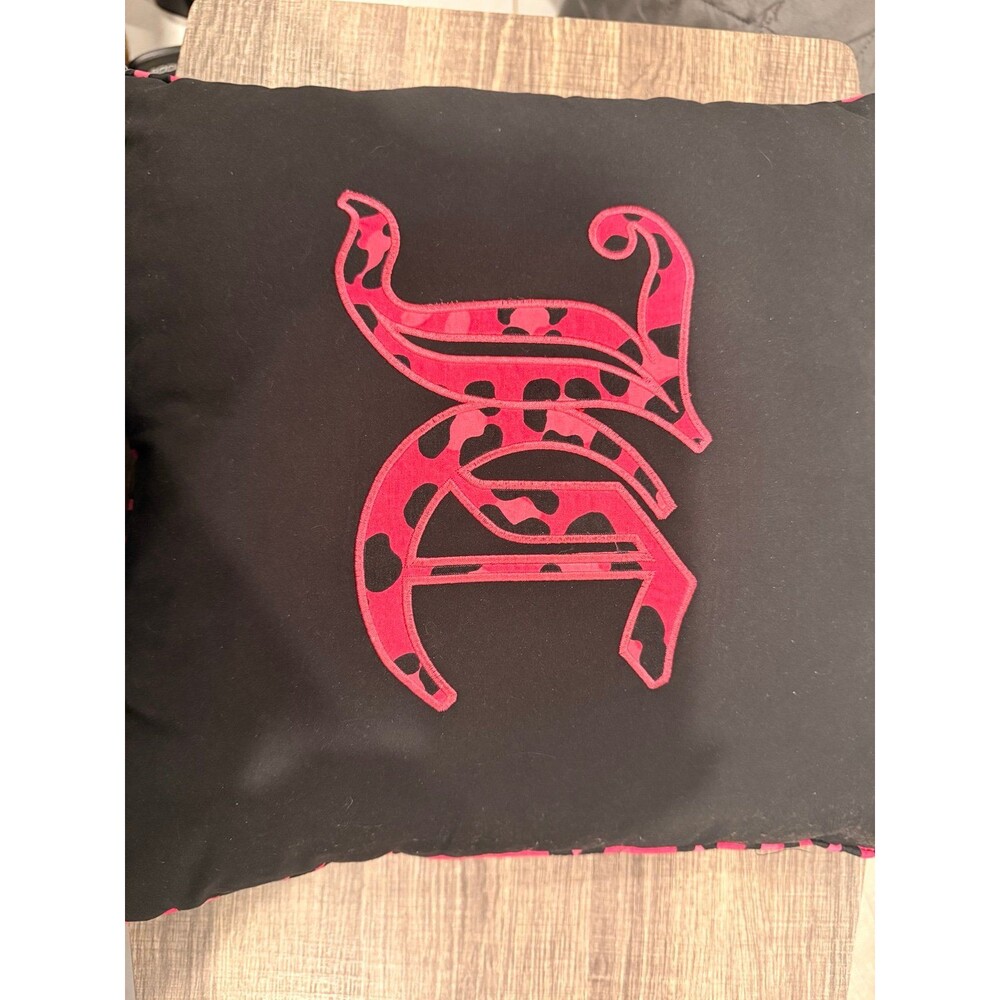 Juicy Couture Home Black & Pink Cheetah JC Monogram Accent Pillow Y2K